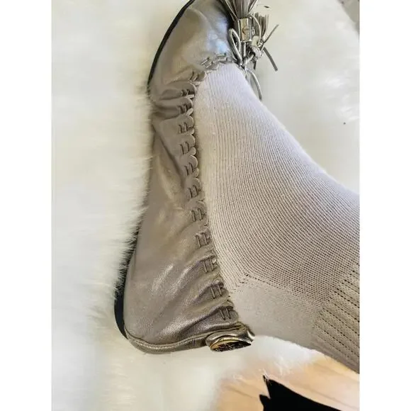 Tory Burch Metallic Silver Flats with Tassel Detail Size 9 - Picture 8 of 8